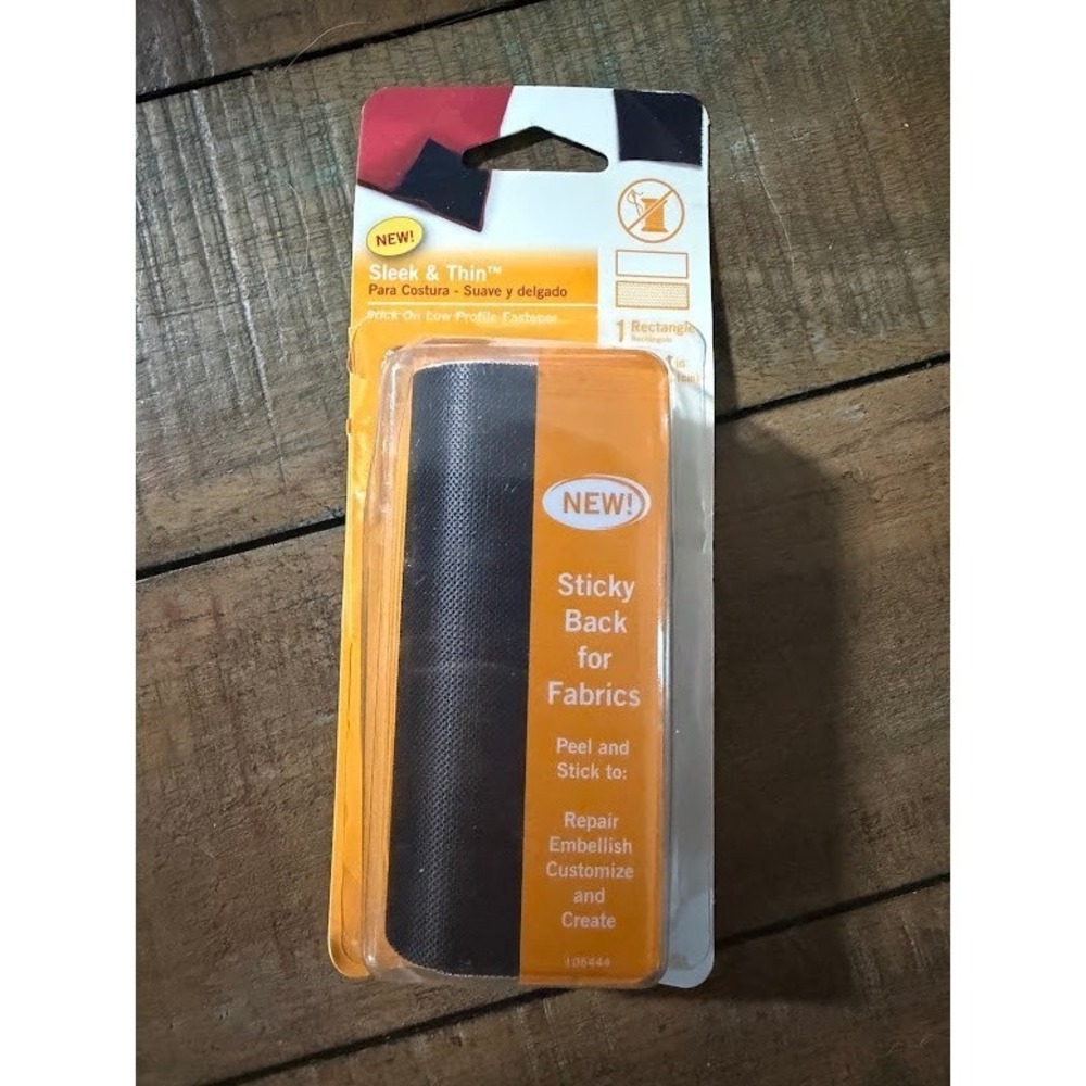 VELCRO Brand Sleek & Thin Stick On Fasteners for Fabrics Black 6in x 1in 105444